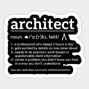 Funny Architect Definition, Humor Gift For Architects Sticker